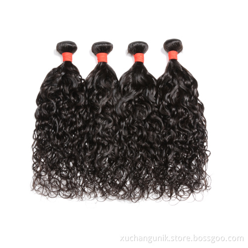 Uniky 10A water wave hair flat weft natural black virgin filipino hair 3 bundles with closures free sample hair bundles
